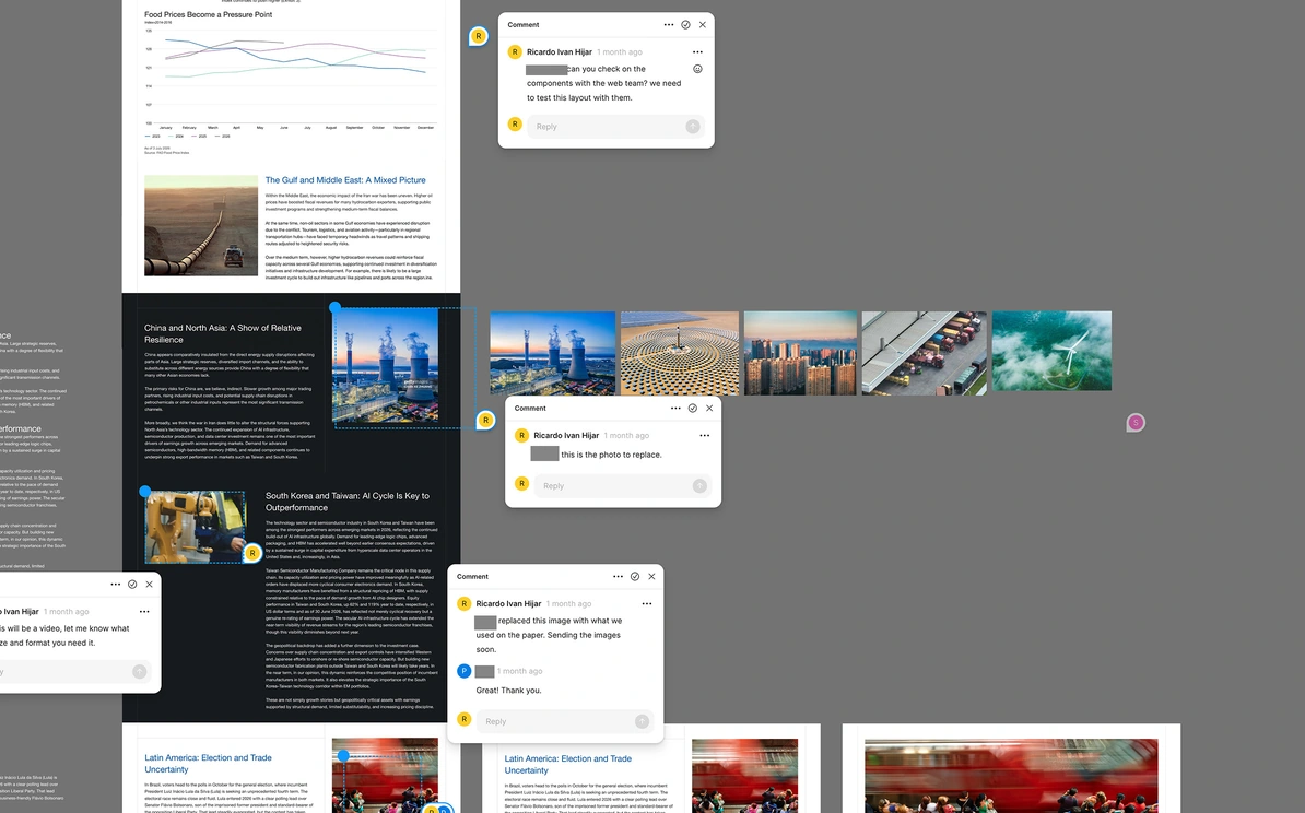 Outlook web layouts in Figma with review comments
